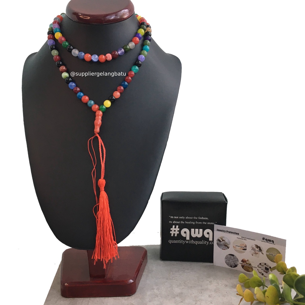 tasbih batu Multicolour Onyx 99 butir premium tasbeh alam kado akik