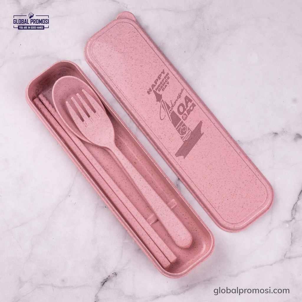 Set Alat Makan Custom Cutlery Set New Normal Kit Cetak 1 Warna PERMANEN ANTI LUNTUR Promosi Souvenir