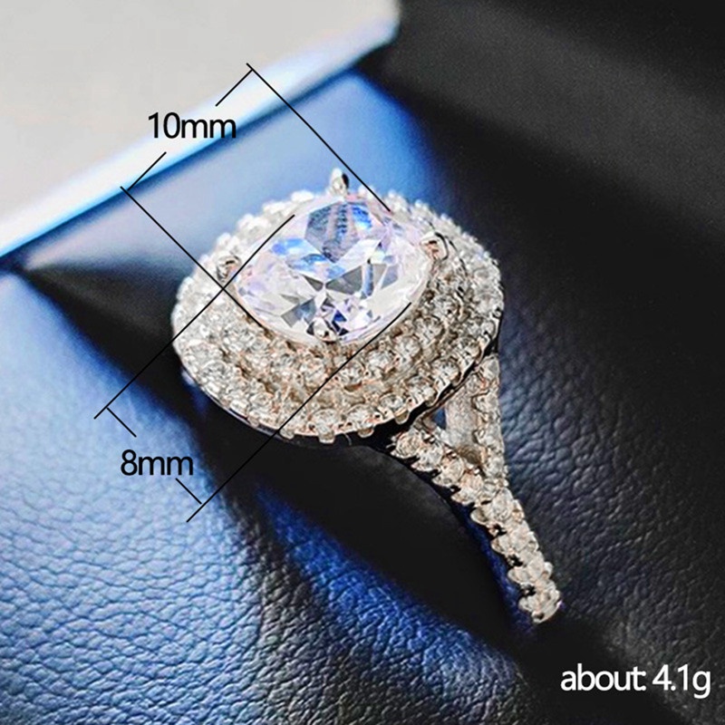 Cincin Wanita Warna Silver Hias Cubic Zirconia Untuk Pernikahan