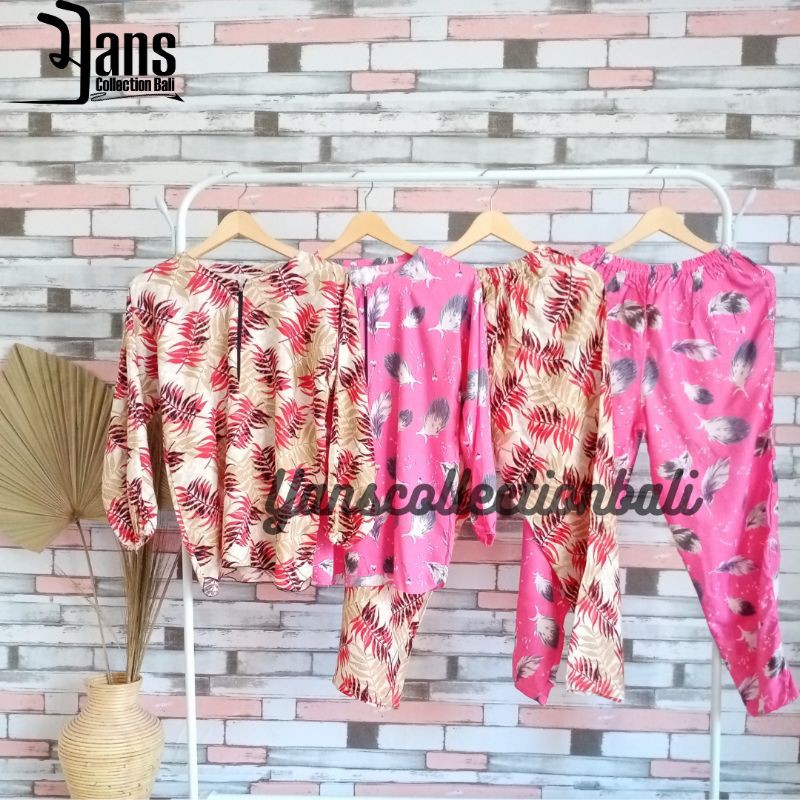 Babydoll BALI Lengan Panjang Busui Motif