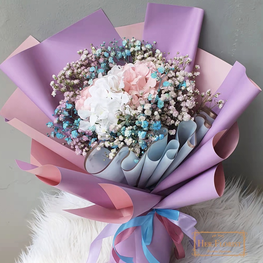 HER.FLORIST-NEW DESIGN[HYDRANGEA]LES BONBONS HYDRANGEA BOUQUET/Bunga Sabun HYDRANGEA & Bunga Kering