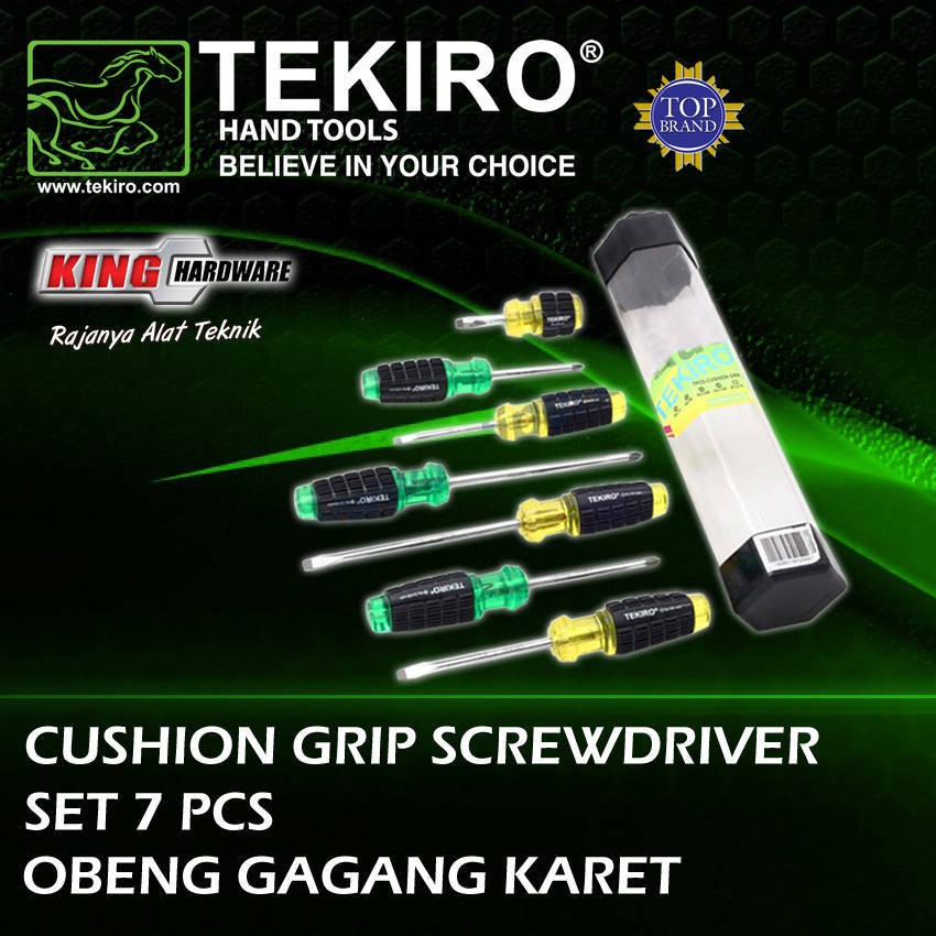 Home-Klik Tekiro Obeng Set Gagang Karet 7 Pcs