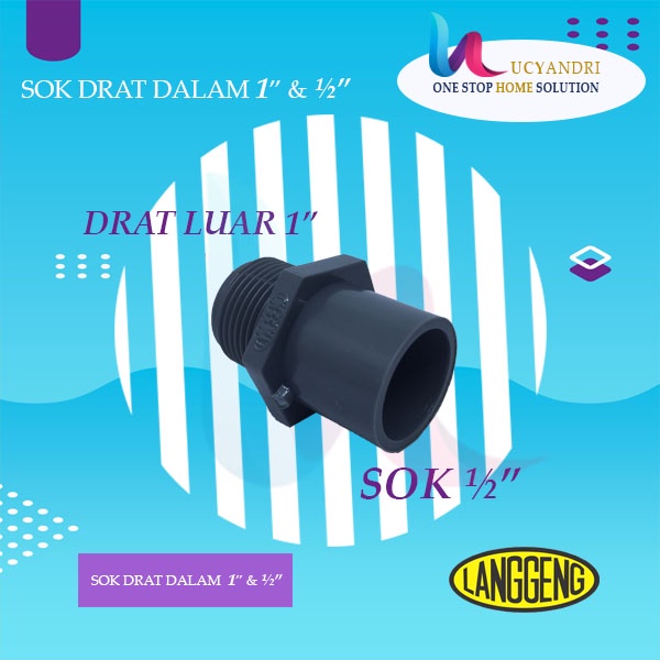 Valve Socket 1&quot; x ½&quot; Langgeng Sok Drat Luar SDL Fiting PVC