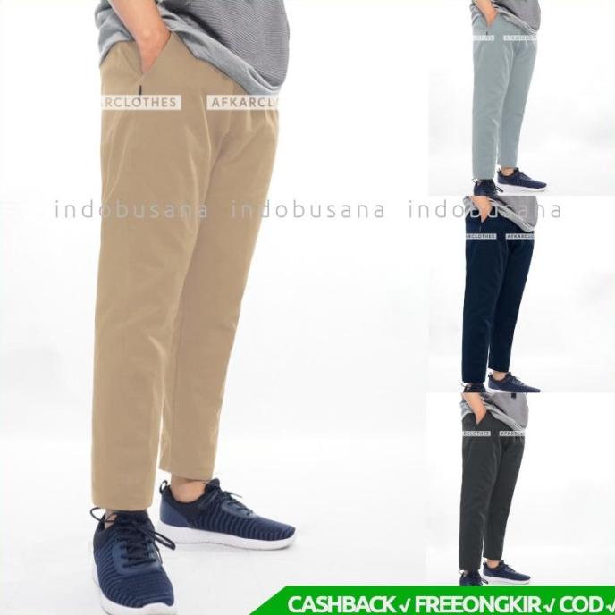 Celana Sirwal Pensil Slim Fit Pria Ankle Pants Simpel Kasual AFKAR