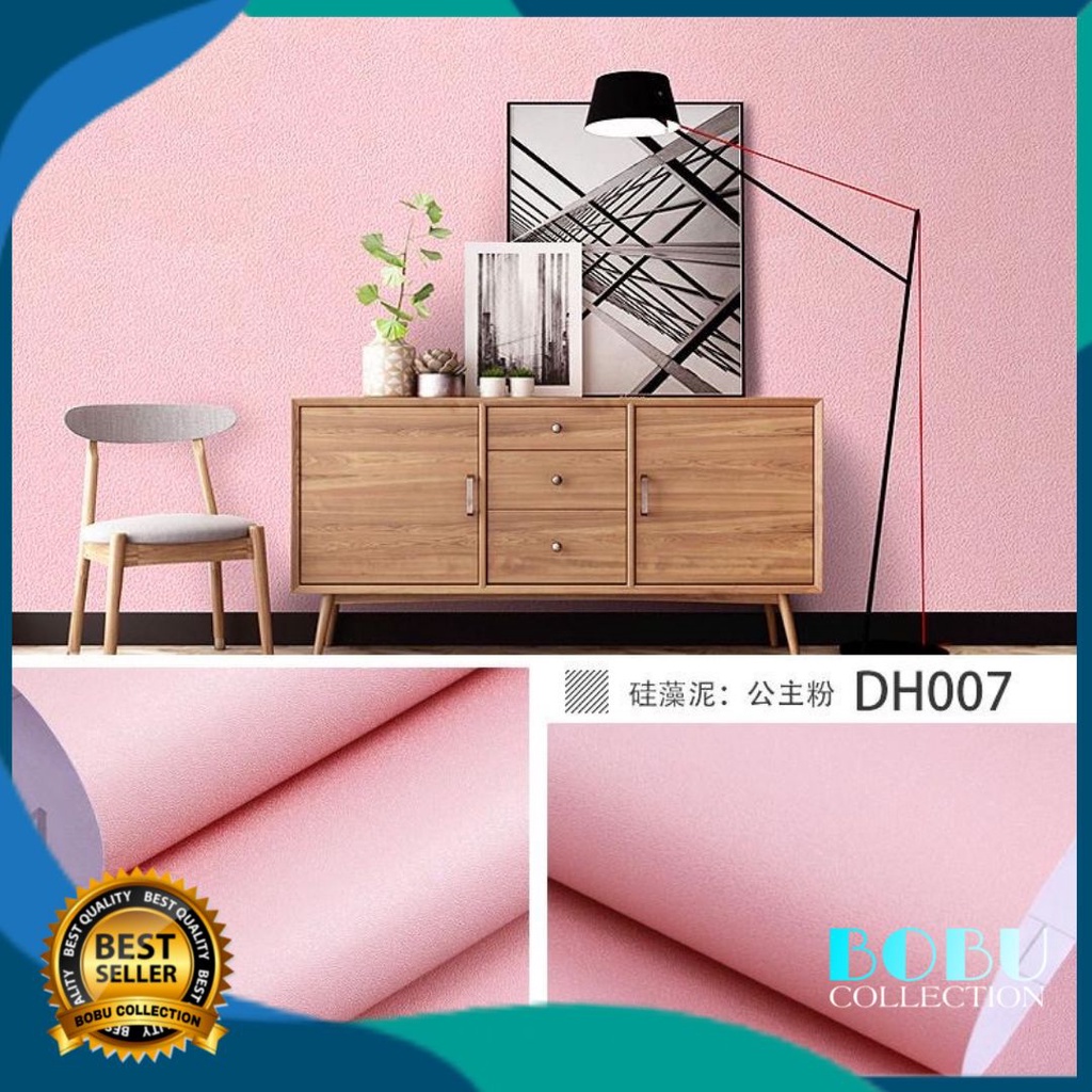 Wallpaper Dinding Sticker Motif Marmer Polos Pink 45cm x 100cm Wallsticker Dinding Kamar Ruang Tamu 