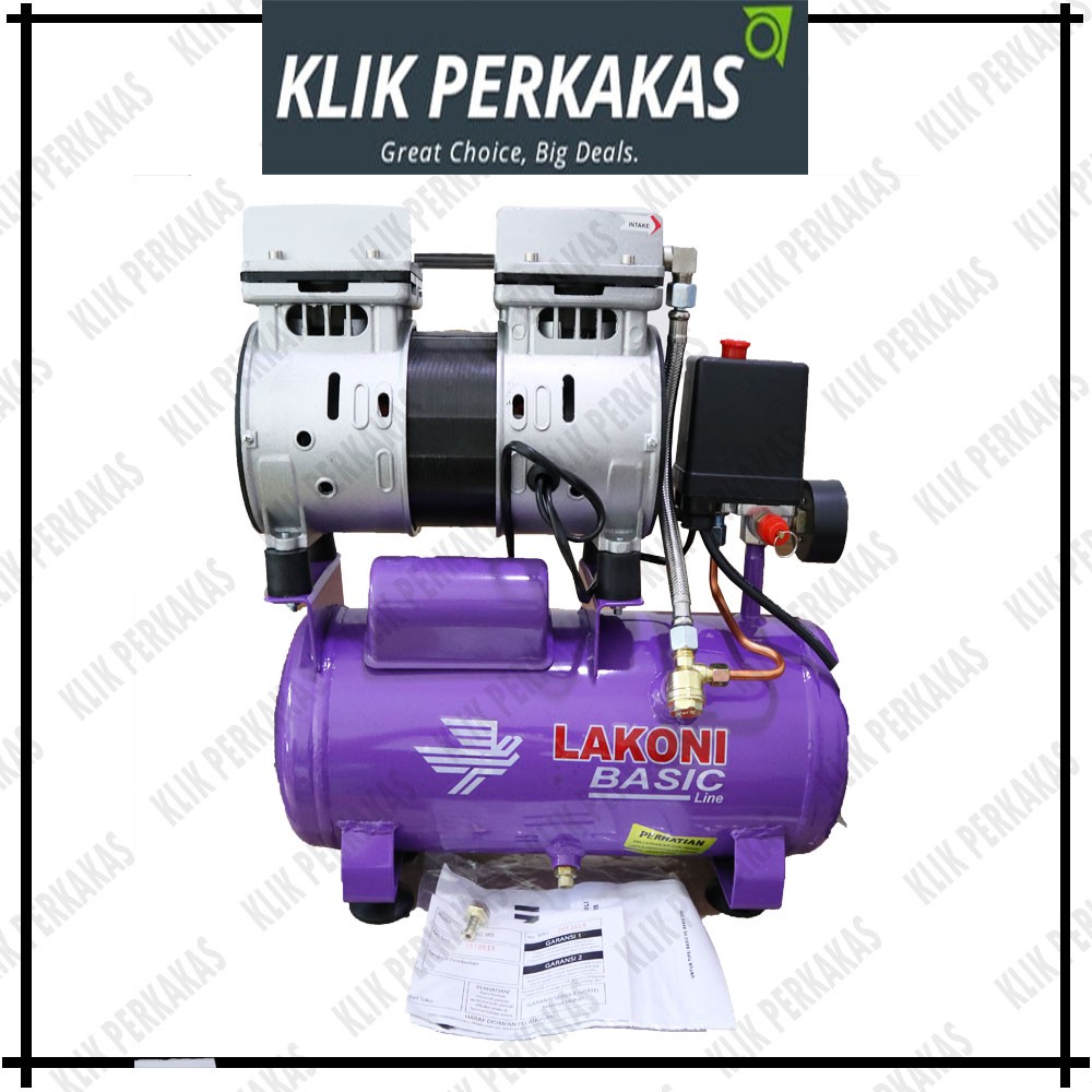 KOMPRESSOR ANGIN LAKONI BASIC 9S 8L OILLESS AIR COMPRESSOR 3/4 HP 0.75