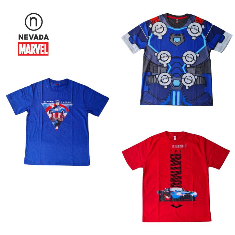 Kaos Anak Laki Laki Nevada Marvel Superhero Captain America Batman Thor Size 15y - 16y