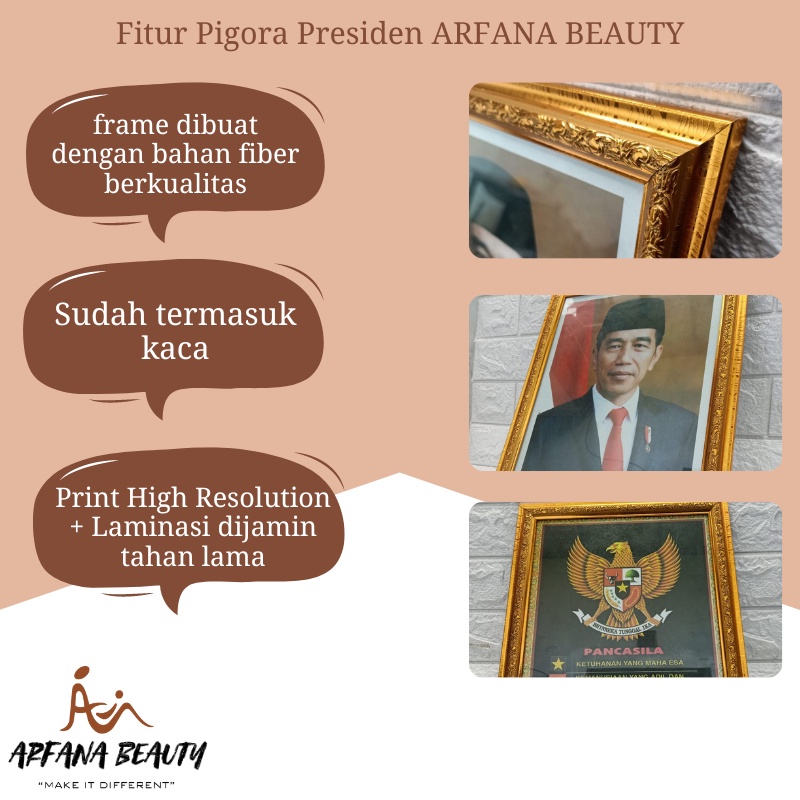 Pigora Presiden Dan wakil presiden Wapres Foto Presiden Pajangan Dinding Bahan Polyframe Fiber 1 Set