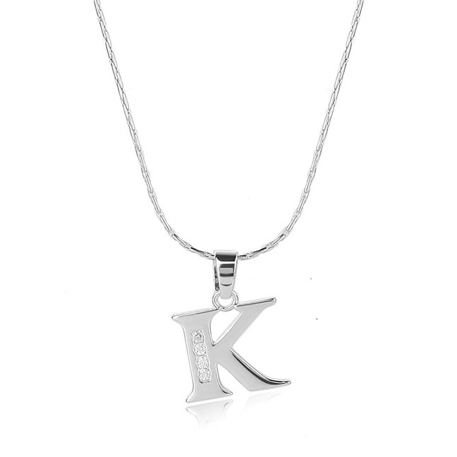 LRC Kalung Fashion Color Metal Letterk Shape Pendant Decorated Simple Long Chain Neckalce