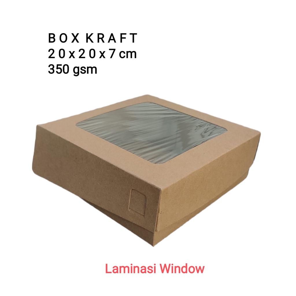 box craft alas 20x20 / 22x22 WINDOW dus kertas coklat LAMINASI box kraft