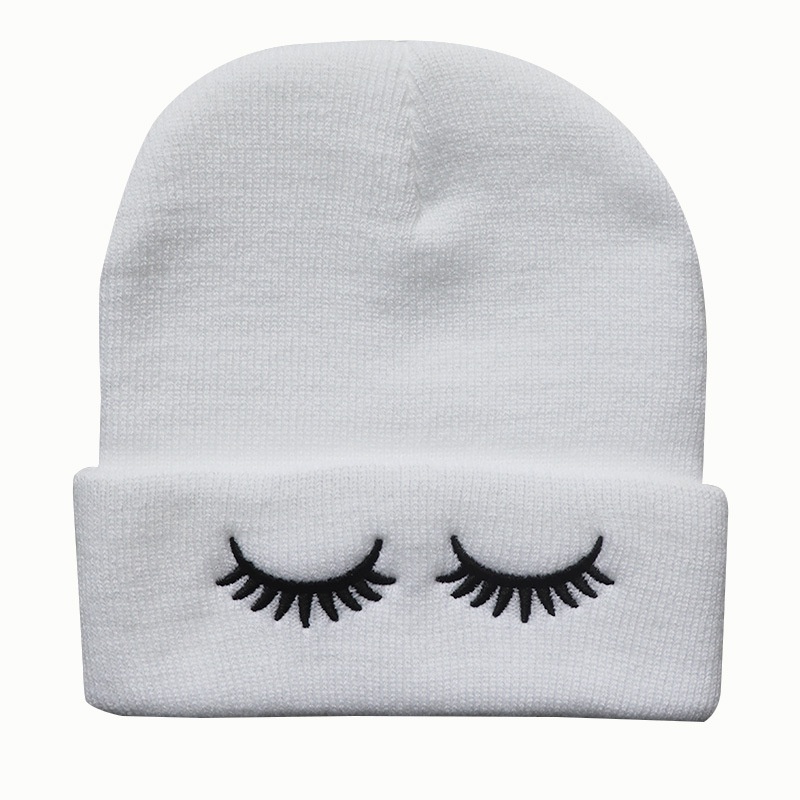 Topi Rajut Bahan Wol Motif Bordir Bulu Mata Gaya Eropa Amerika Untuk Olahraga Bersepeda