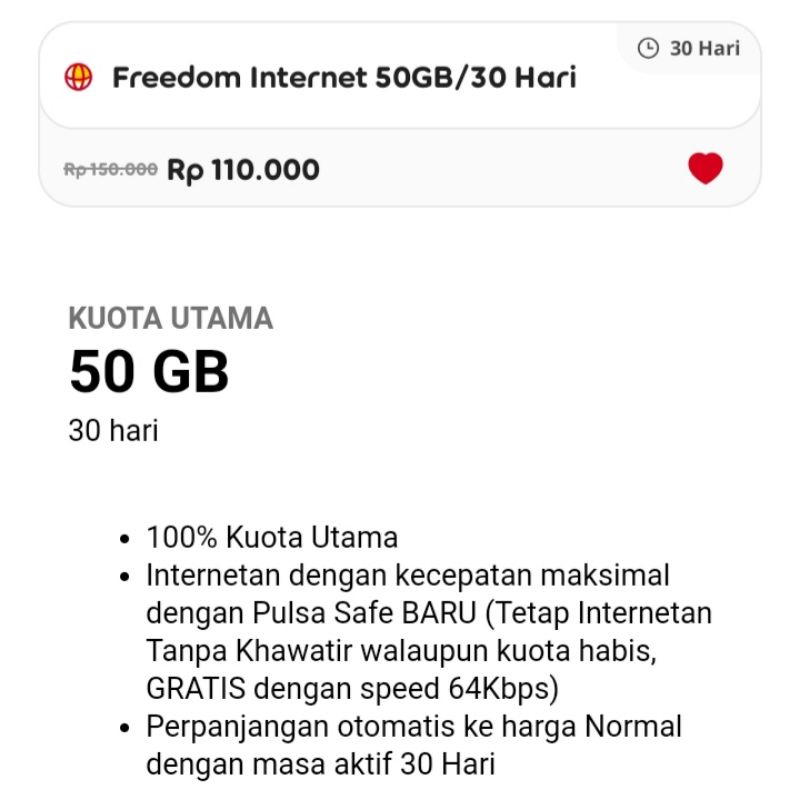 PROMO Freedom Internet 50GB / 100GB / 200GB untuk 30hari - Kuota indosat / isat / im3 MURAH FULL KUO