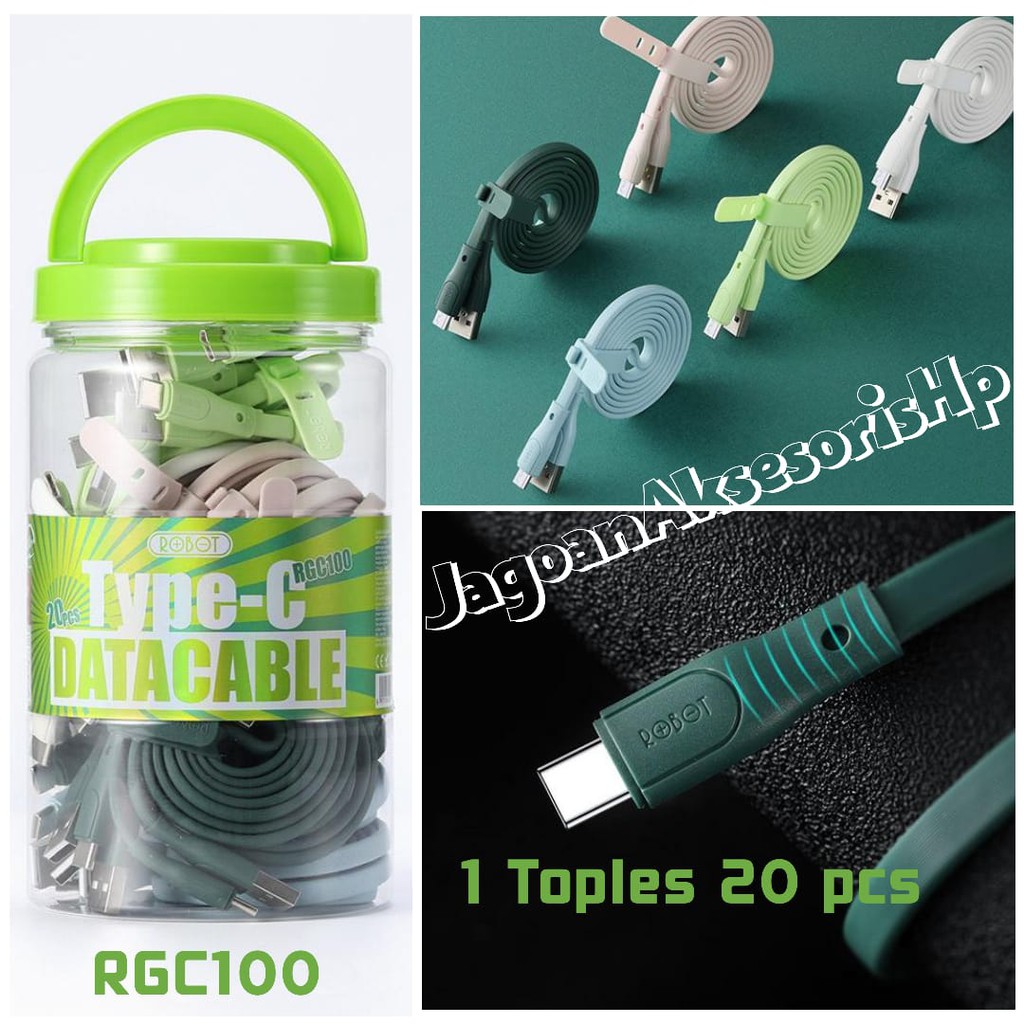 ROBOT RGC100 Data Cable Type-C 100cm 2.1A Kabel Casan Tipe C Colorful Gear Body