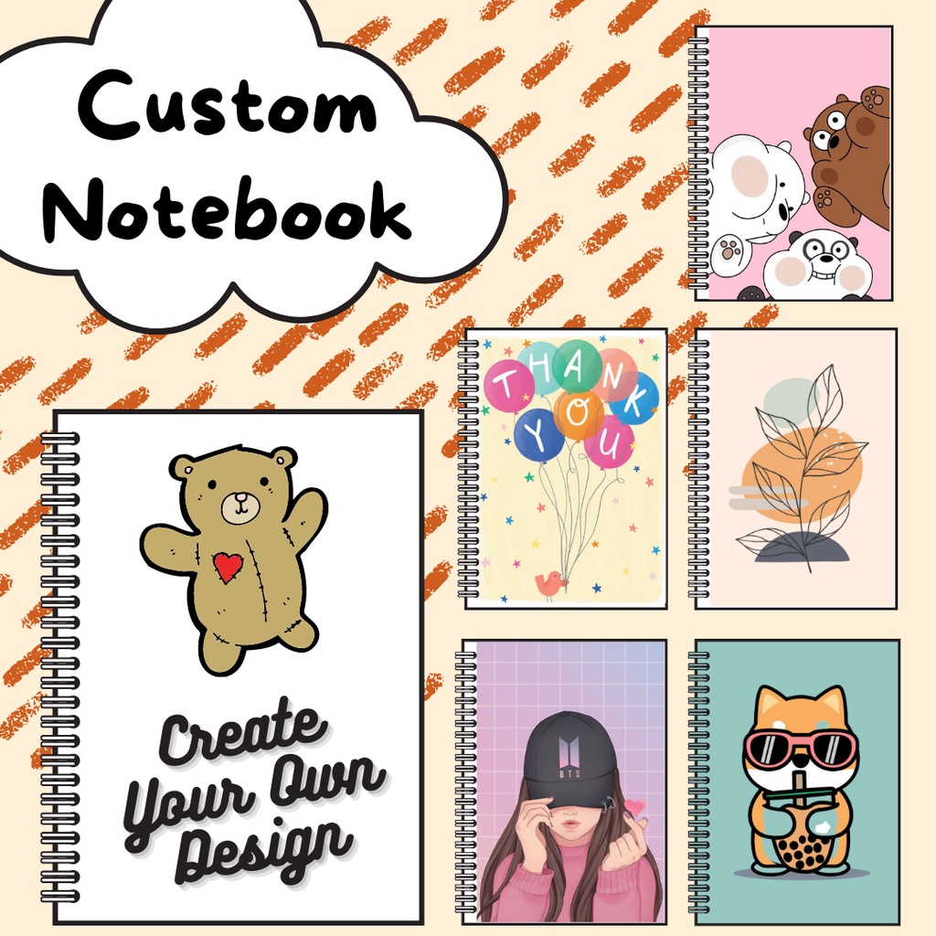 

Custom Notebook A5 / Diary book / Travel book - Custom Notebook Spiral A5 - Custom Cover Depan Belakang (100 Halaman/50 Lembar)