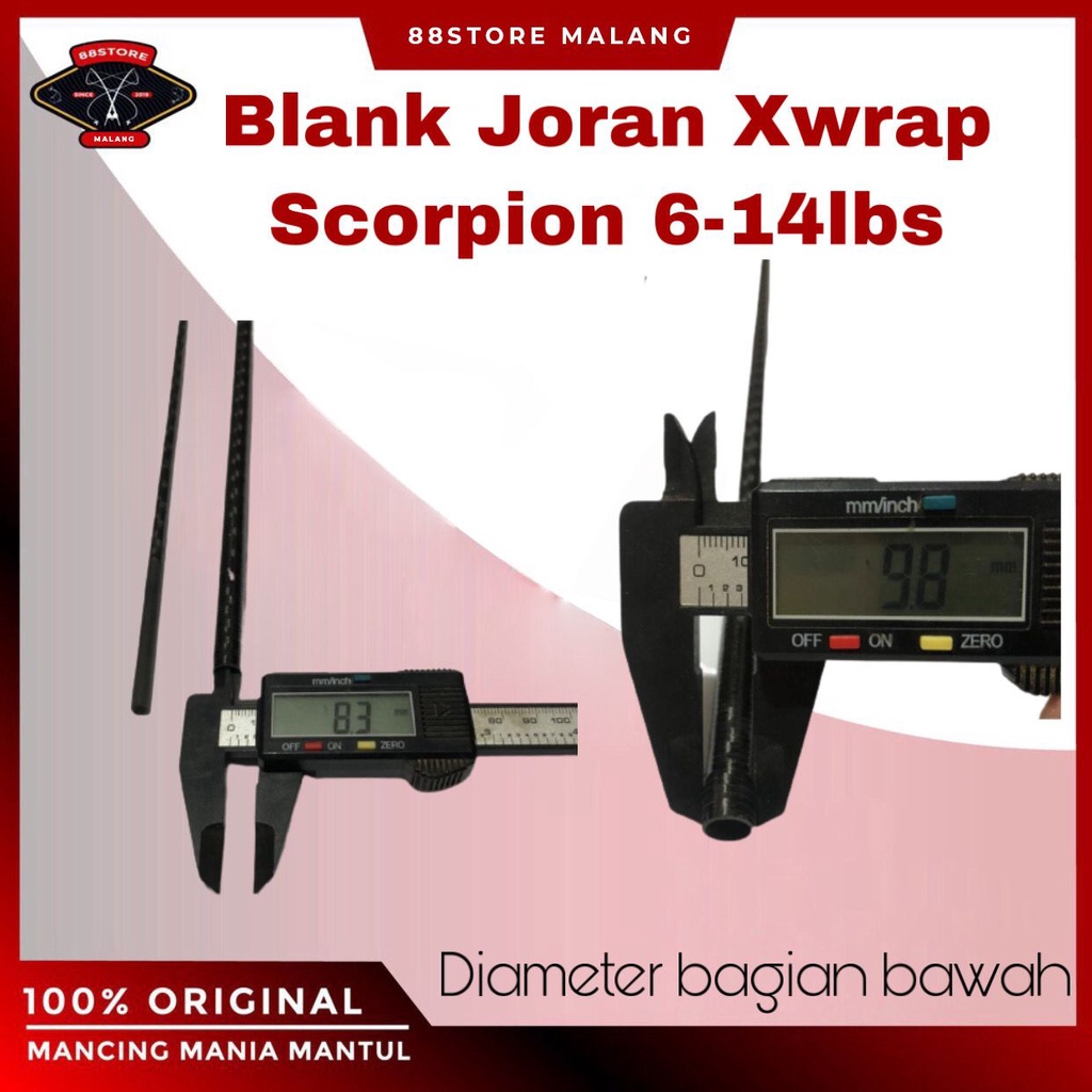 88storemalang blank xwrap carbon scorpion 2 section - blank sambung tengah