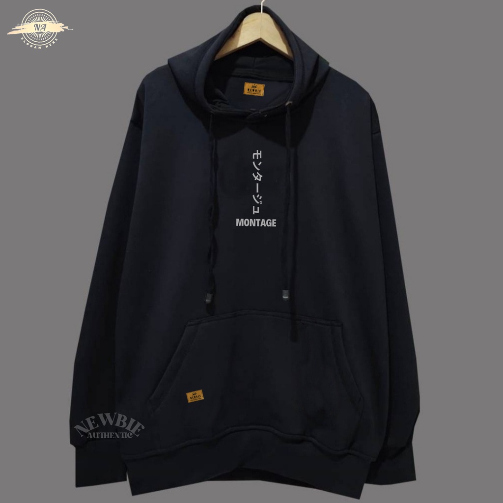 SWEATER HOODIE PRIA OVERSIZE WARNA HITAM JUMBO UKURAN M - XXL BIG SIZE NEWBIE AUTHENTIC ORIGINAL ALL VARIAN LIST SABLON FLOKING JAPAN M0ONTAGE