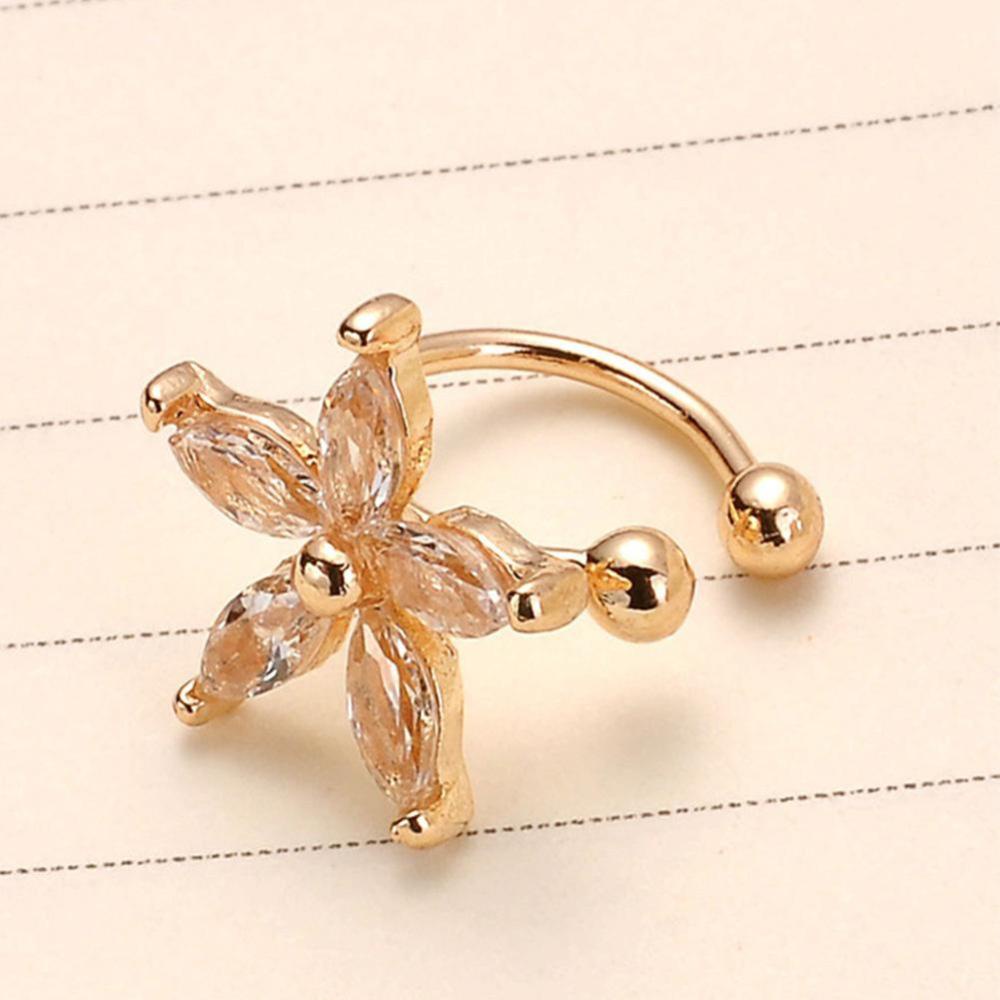 Timekey 1pc Anting Tusuk Bentuk U Desain Bunga Hias Kristal Untuk Wanita A9K3