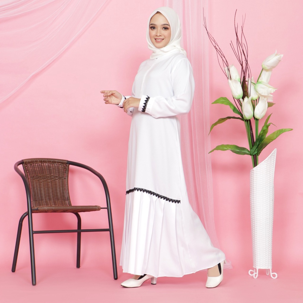 Gamis Putih Terbaru 2022 Gamis Mostcrep  White/ Gamis Putih/ Gamis Umroh/ Gamis Manasik Haji