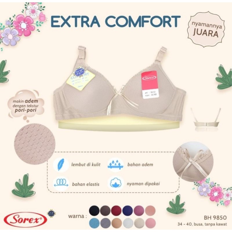 Sorex Bra Extra Comfort 9850 BH Busa Tanpa Kawat Setara Cup B