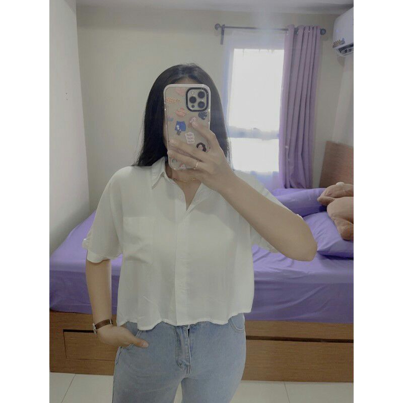 Kemeja Wanita Viscose Crop Shirt-4