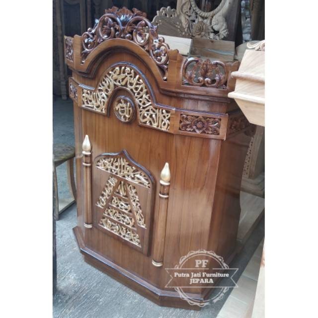 Mimbar Masjid Ukuran Kecil, Mimbar Khotbah Full Kayu Jati Ukir Jepara