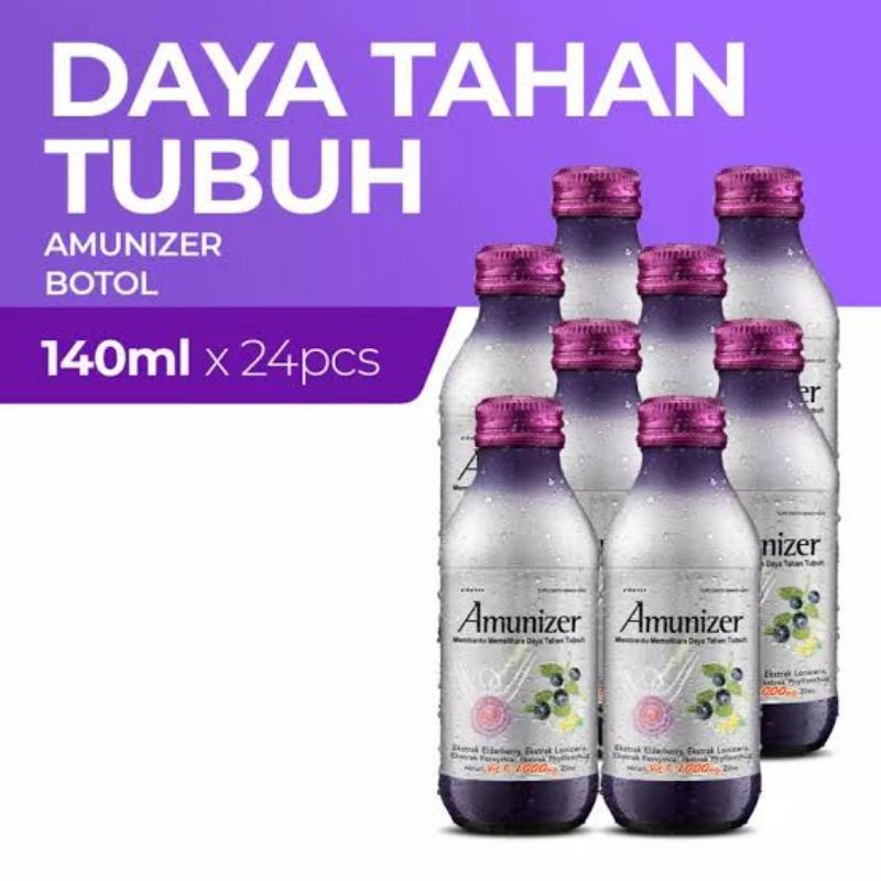 

Amunizer minuman suplemen bervitamin botol kaca 140ml