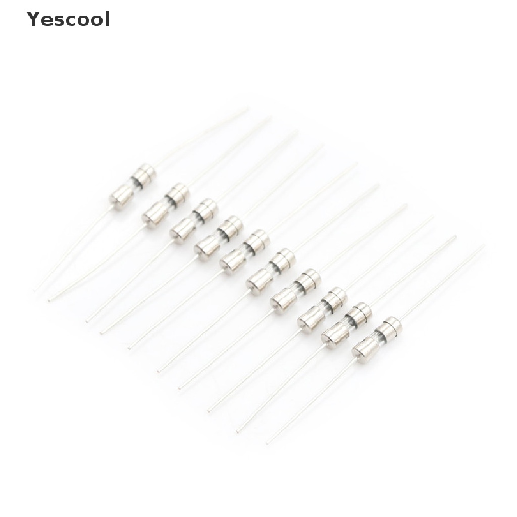 Yescool 10pcs Sekring Tabung Kaca Axial F1A / 1.5A / 2A / 3A / 5A 3.6x10mm 250V