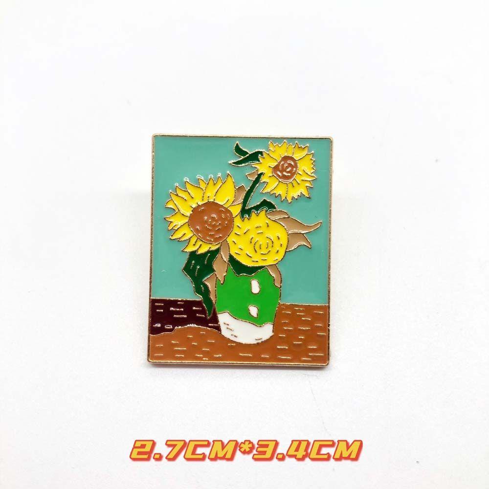 Mxbeauty Langit Berbintang Bros Sunset Gunung Desa Hadiah Untuk Wanita Pria Perhiasan Aksesoris Lukisan Minyak Van Gogh Van Gogh's Masterpiece Lukisan Lencana Pin Enamel Hewan Pin