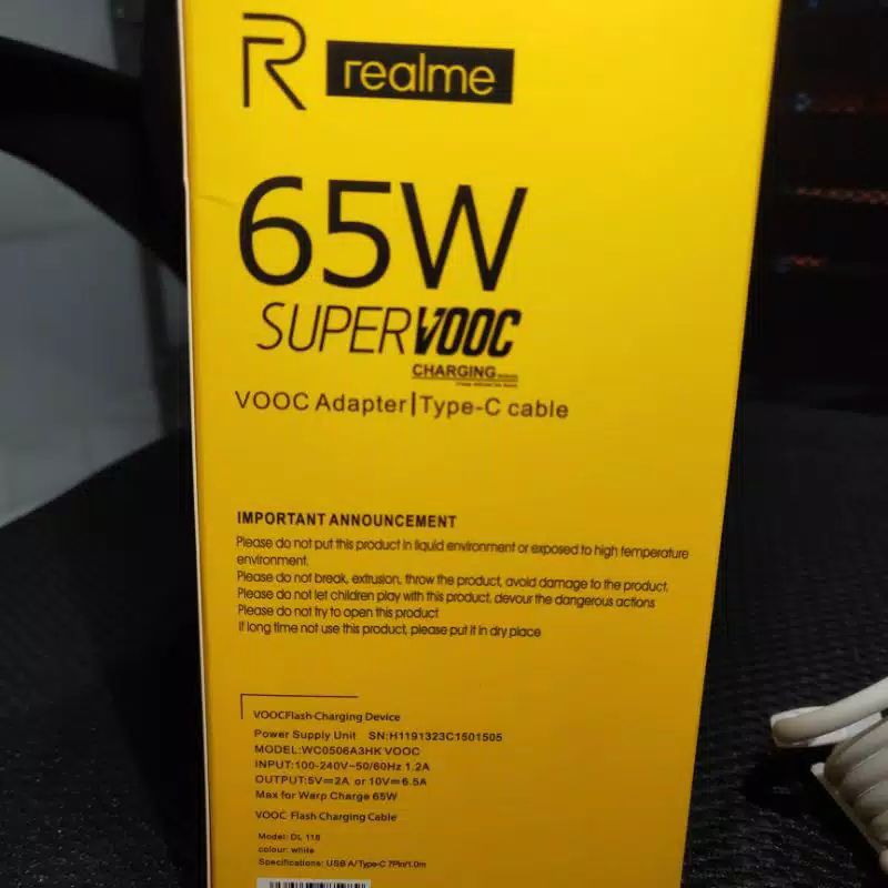 CHARGER REALME SUPER VOOC 65W TYPE-C ORIGINAL 100%