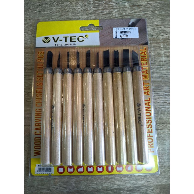 V-tec Pisau Ukir Alat Pahat Kayu 10 Set - Wood Carving Tools Set