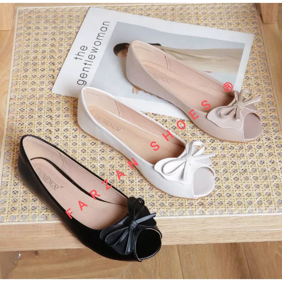 COD BEST SELLER FLATSHOES WANITA BUSTONG GLOSSY HRN 03