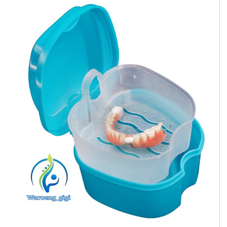 Denture Bath Box Kotak Tempat Gigi Palsu Gigi Tiruan (Kode 3 Warna)