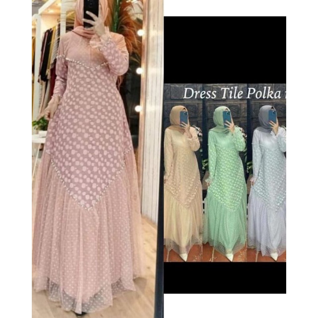 Gamis lace import mix tile mutiara Dress