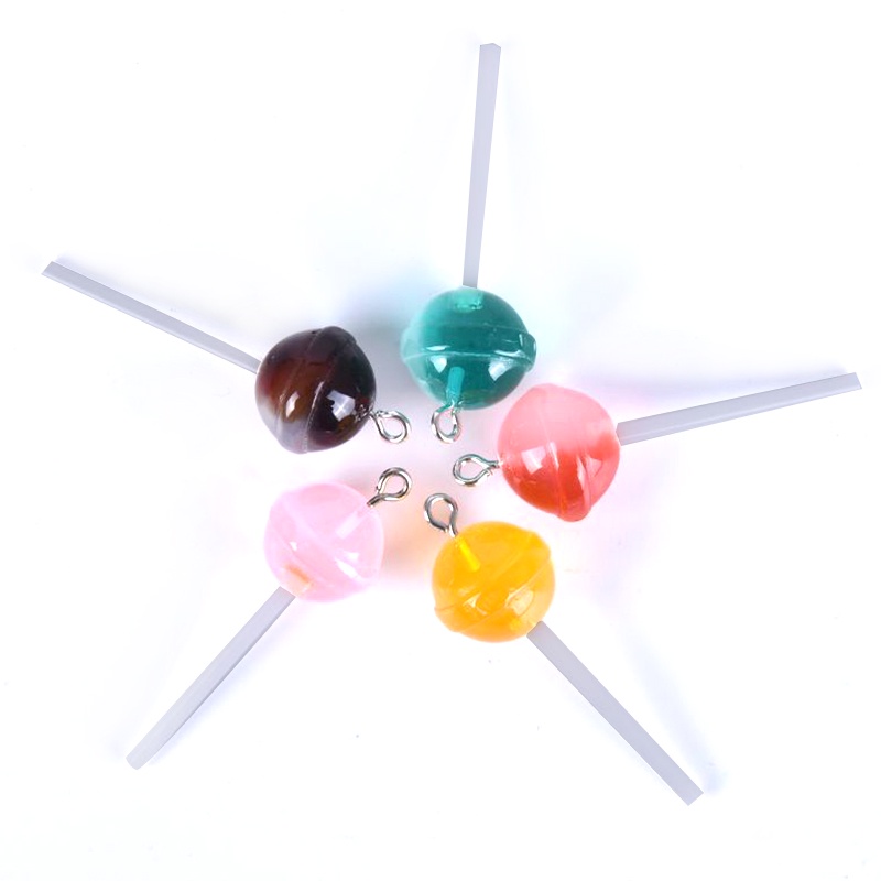 10pcs / set Liontin Bentuk Lollipop Bahan Resin Transparan Untuk Membuat Perhiasan Charms