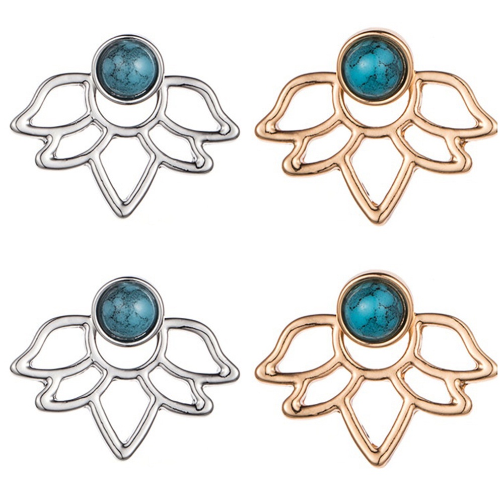 Hu Hu Hu Hu Hu Alat Bantu Pasang Kacamata♡ Anting Tusuk Model Bunga Teratai Hollow Gaya Boho Untuk Wanita