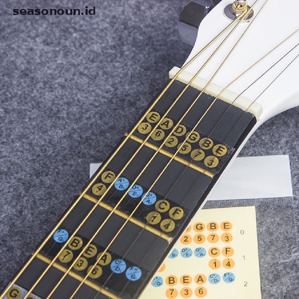 1 Pc Stiker Label Fingerboard Fretboard Note Map Untuk 6 Senar Akustik