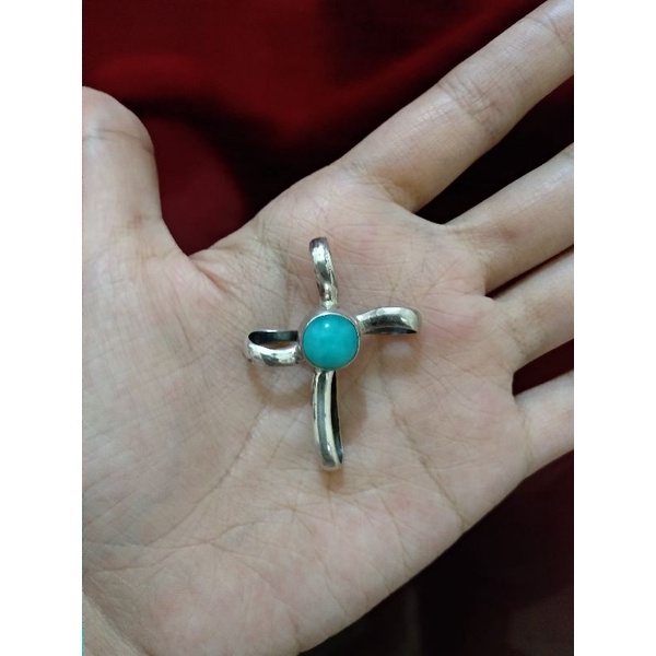 Liontin perak batu turquoise