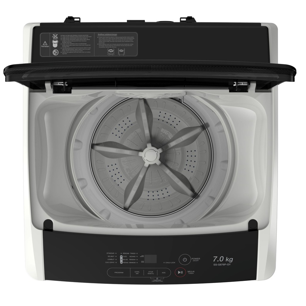 SHARP ES - G 876 P-GY Full Auto Quick Wash Series Mesin Cuci 7 kg / Top Load buka atas 1 tabung 420W