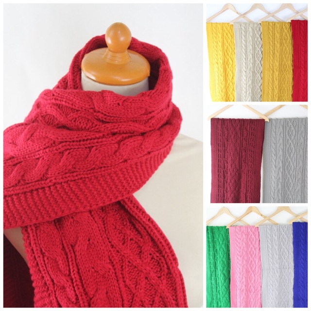 IMPORT Scarf Long Thick Syal Rajut Wool Winter Musim Dingin Tebal Winter Scarf Infinity Knitted