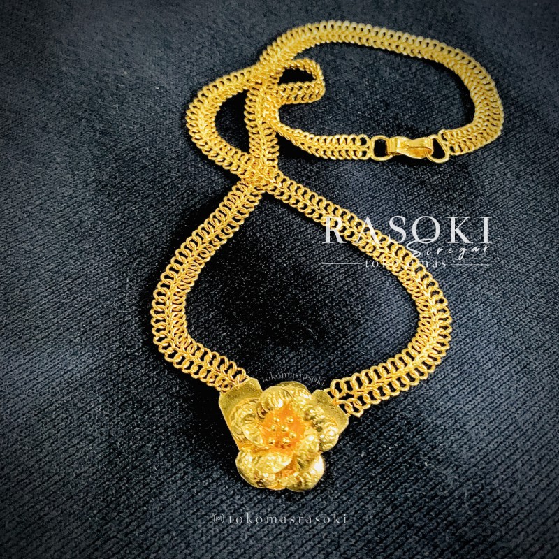 KALUNG EMAS ASLI BUNGA MAWAR 25GR KADAR 99,9% LM 24 | EMAS TOBA