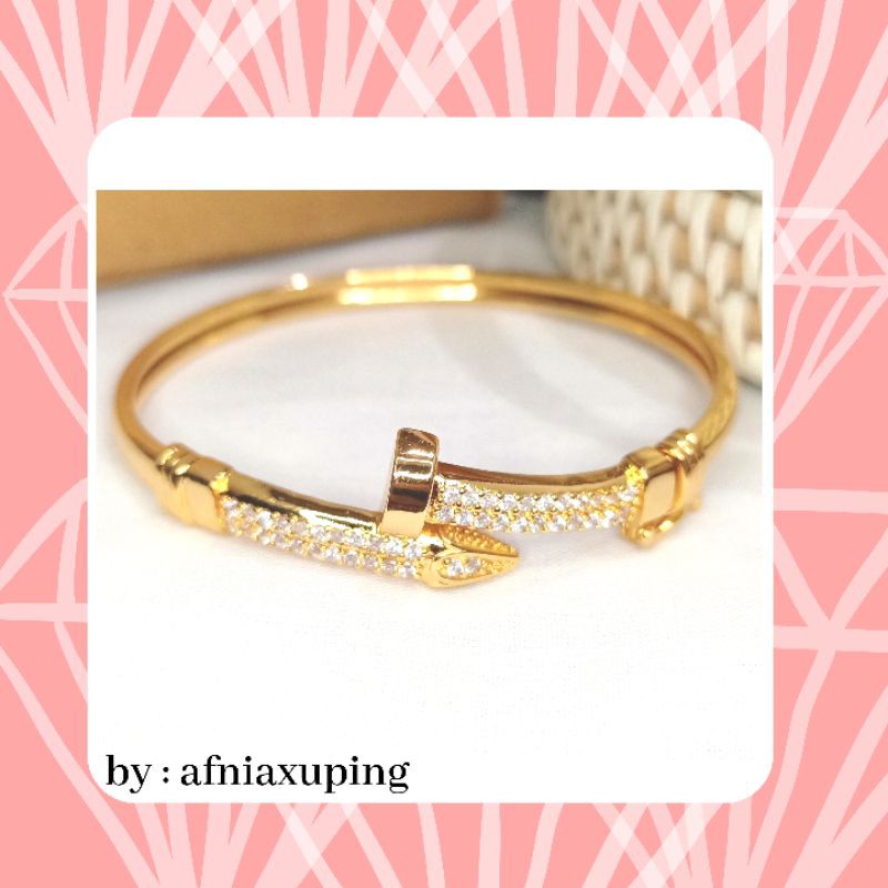 Gelang bang murah anak dewasa import yaxia xuping titanium emas keroncong