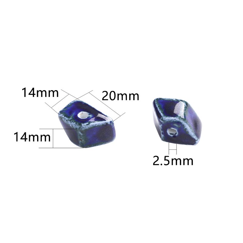 5Pcs 20X14X14 Mm Trapesium Bunga Glasir Keramik Porselen Manik-manik untuk Membuat Perhiasan Aksesoris DIY Gelang Kalung Anting-Anting