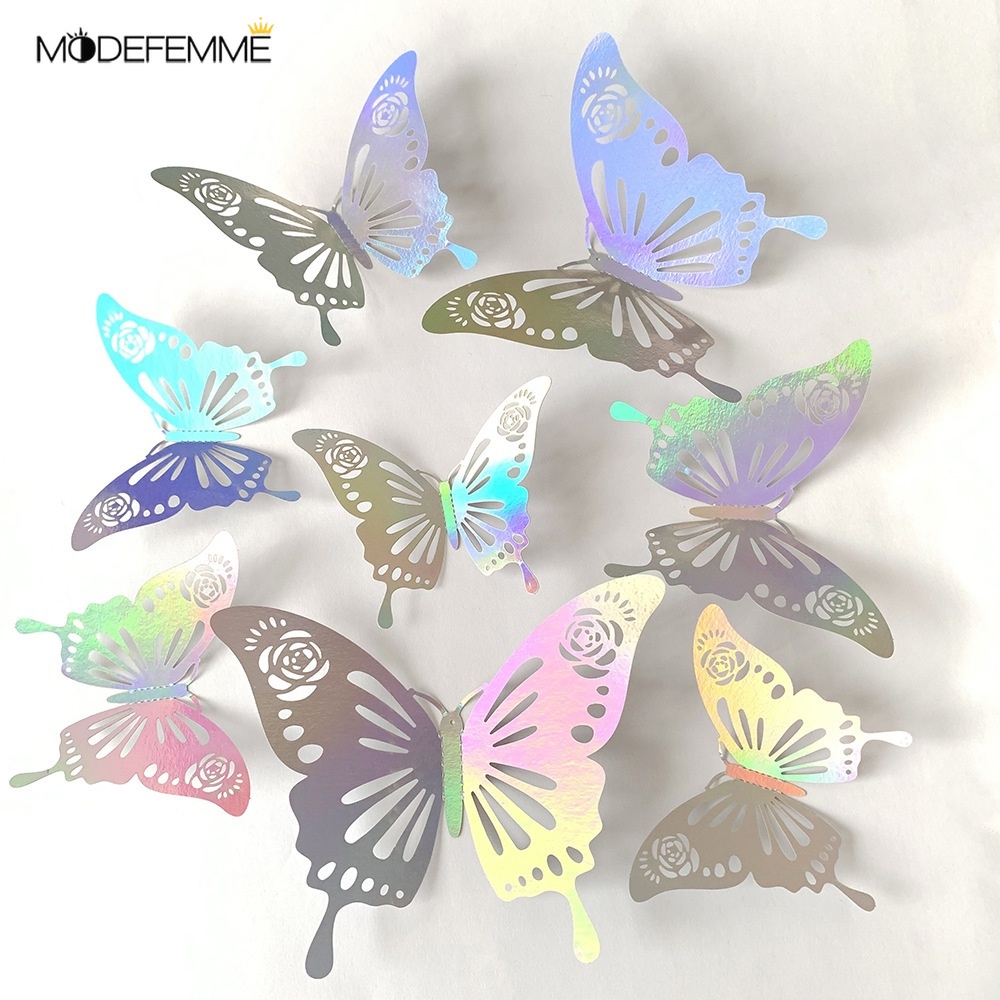 [ Colorful DIY 3D Hollow Butterfly Wall Sticker Wedding Decoration  for  Home Living Room Bedroom ]