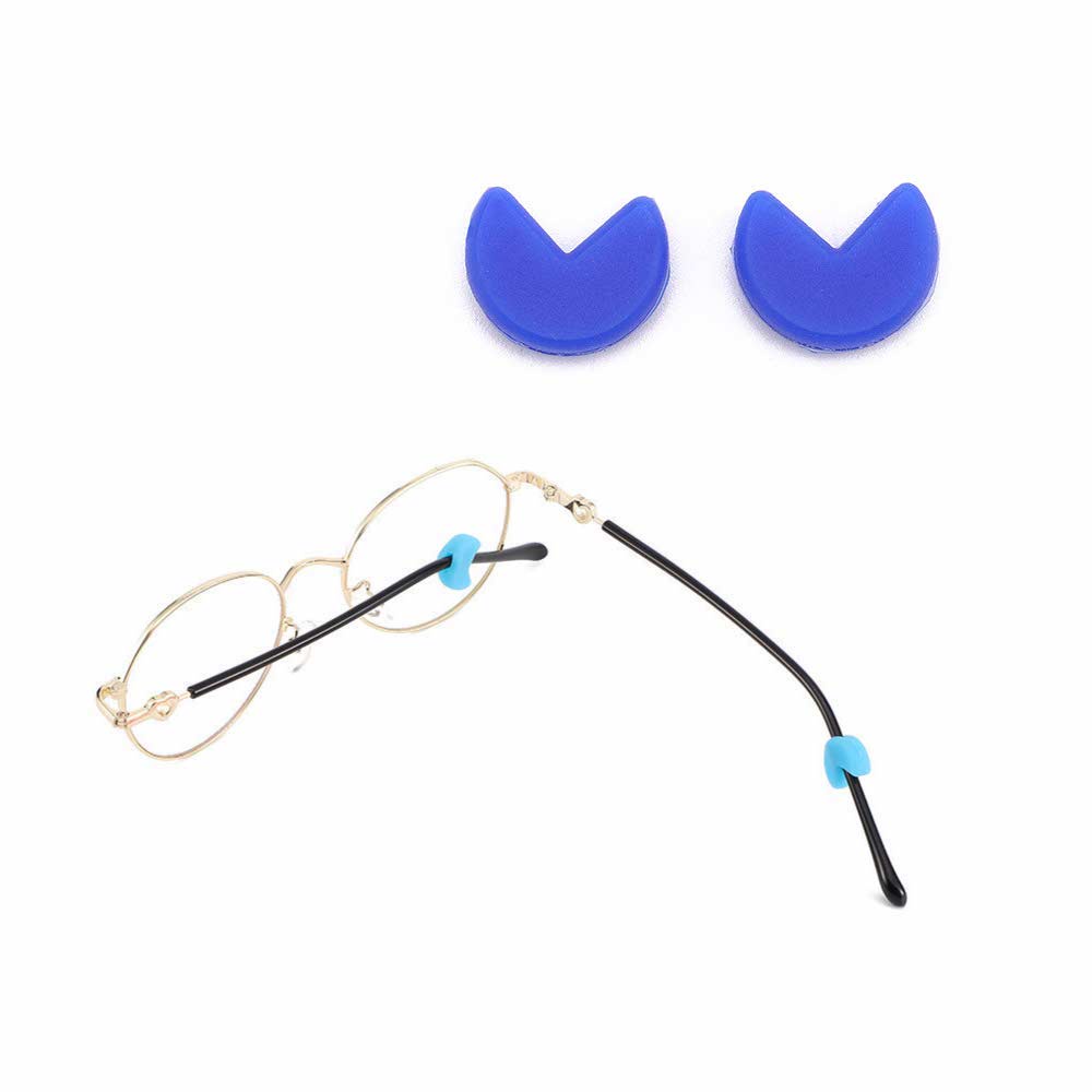 1 Pasang [ Biru Tua ] Pengait Kacamata Silikon - Anti Slip - Earhook Silicone - Penahan Hijab Style - KP8076