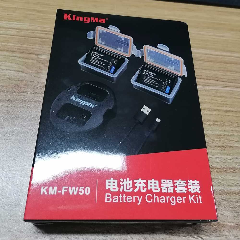 KingMa Dual Charger + 2 Baterai Sony Alpha A6300 A6500 A7 - KM-FW50-Hitam