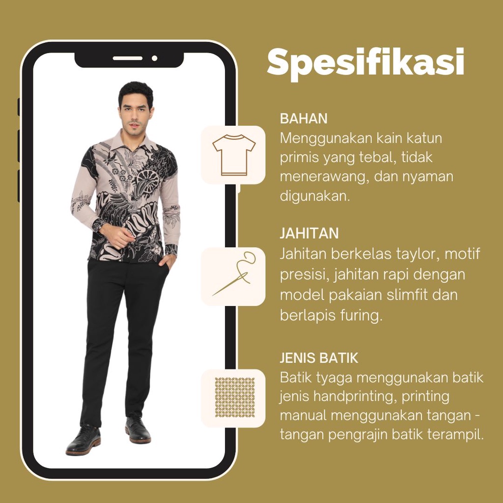 Kemeja Batik Slimfit Lapis Furing Premium 0150 Tyaga Batik