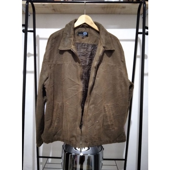 Harrington Jaket Basic Bahan Suede