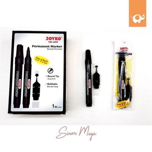 [BISA COD] SPIDOL HITAM PERMANENT JOYCO + FREE REFILL / SPIDOL PERMANENT MARKER PM-34F