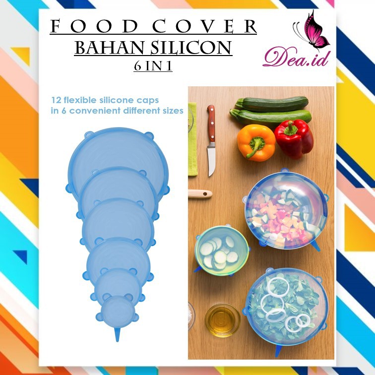 [DEASHOP] FOOD COVER SILIKON - STRETCH BOWL COVER LID SILICON - 6 IN 1 - TUTUP WADAH SERBAGUNA