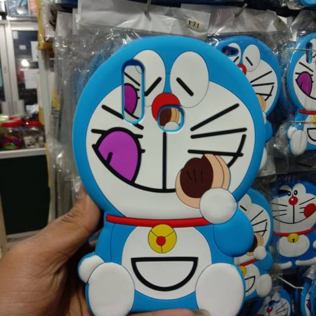 Case 4D Vivo Y11 Y17 Y15 Y12 Karakter Doraemon Dorayaki Softcase 3D